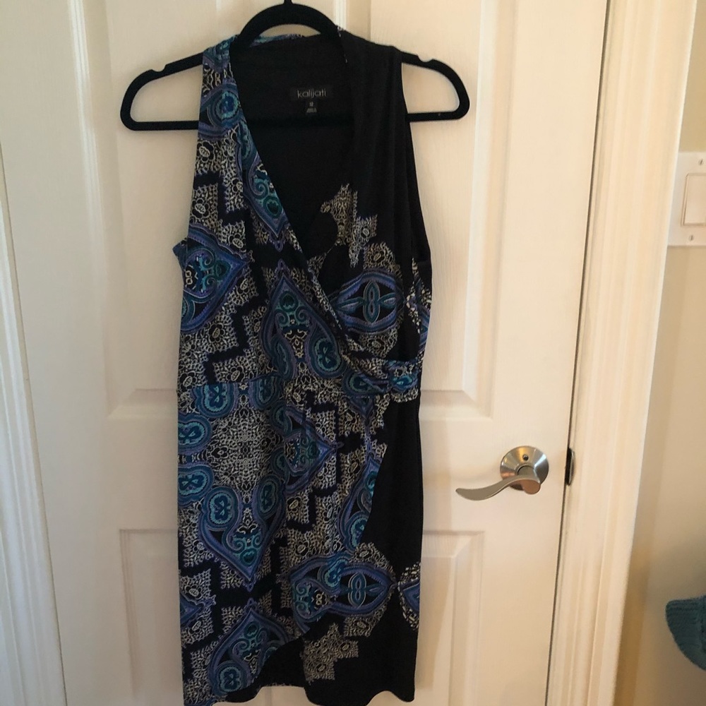 Faux wrap sleeveless dress